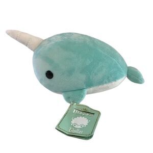Bellzi Narwhal Plush Toy Small Blue Stuffed Animal Washable